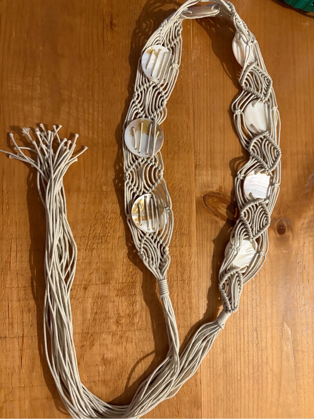 Boho Macrame Shell Statement belt Cream and White